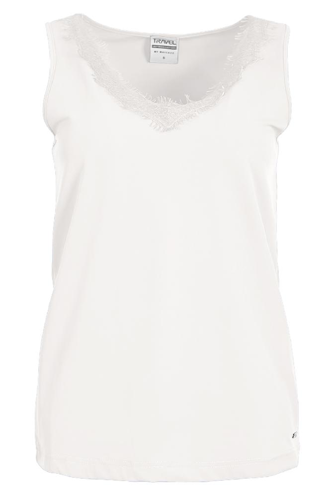 De 'Seran' top is een Mouwloze V-hals top met afwerking in de V-hals. Hij is verkrijgbaar in vijf kleuren. 