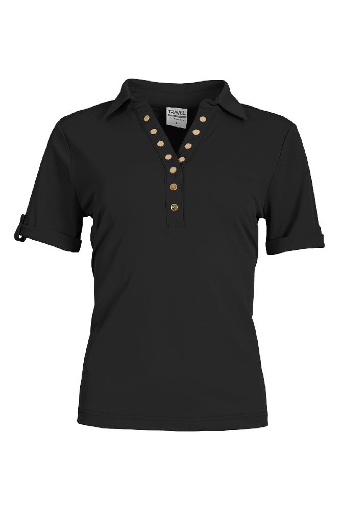'De Polar' heeft een klassieke polo uitstraling met een V hals en mooie gouden knopen als detail. Hij is verkrijgbaar in de kleuren kobalt, zwart en wit. 